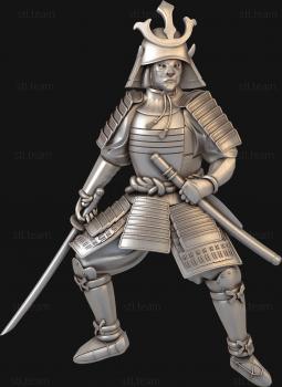 3D model Japanese warrior with a sword (STL)