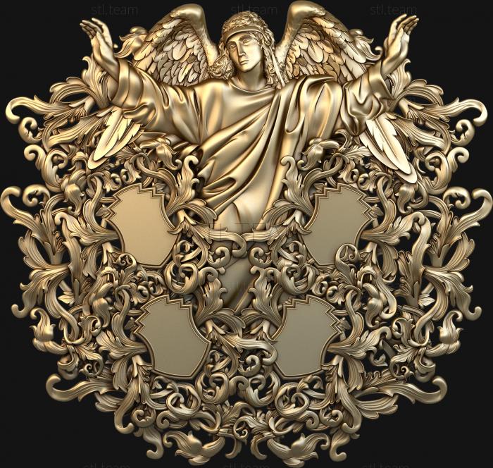 Angel and medallions
