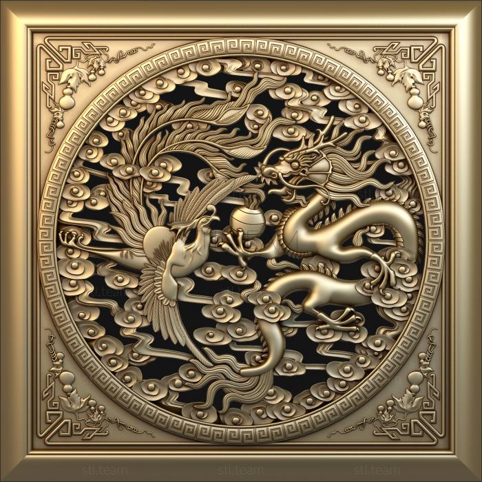 Панно Китайский дракон и солце