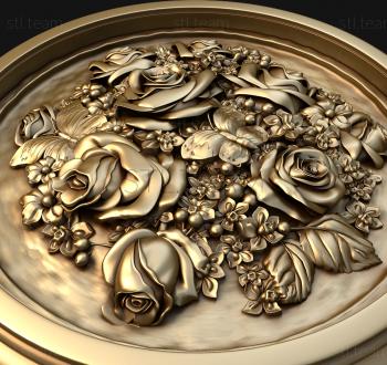 3D model Roses in a round locket (STL)