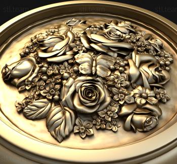 3D model Roses in a round locket (STL)