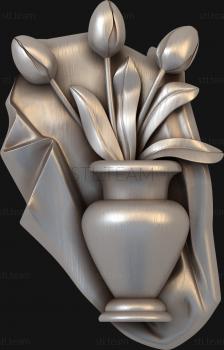 3D модель панно ваза с цветами (STL)