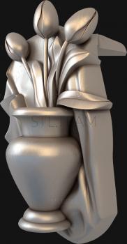 3D модель панно ваза с цветами (STL)