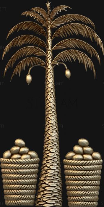 3D модель Пальма и кокосы (STL)
