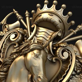 3D model Coat of arms with horse and crown (STL)