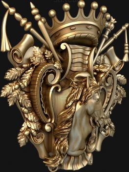 3D model Coat of arms with horse and crown (STL)