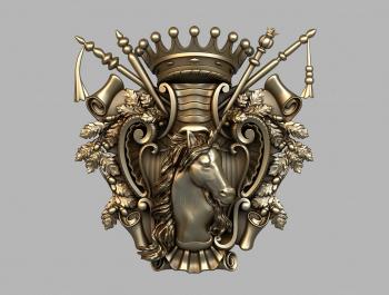 3D model Coat of arms with horse and crown (STL)
