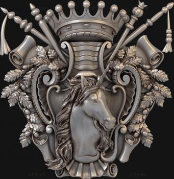 3D model Coat of arms with horse and crown (STL)