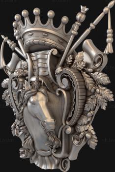 3D model Coat of arms with horse and crown (STL)