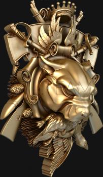 3D model Coat of arms with tiger and weapon (STL)