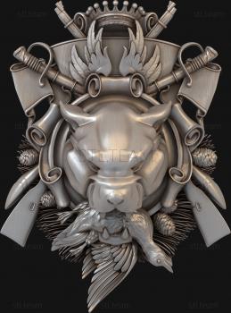 3D model Coat of arms with tiger and weapon (STL)