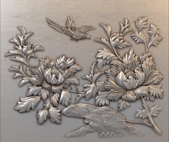 3D model Peonies and birds (STL)