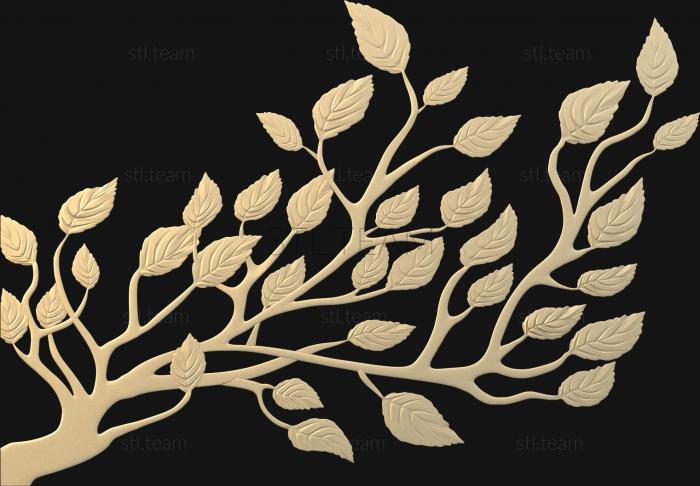 3D модель Ветка дерева с листьями (STL)