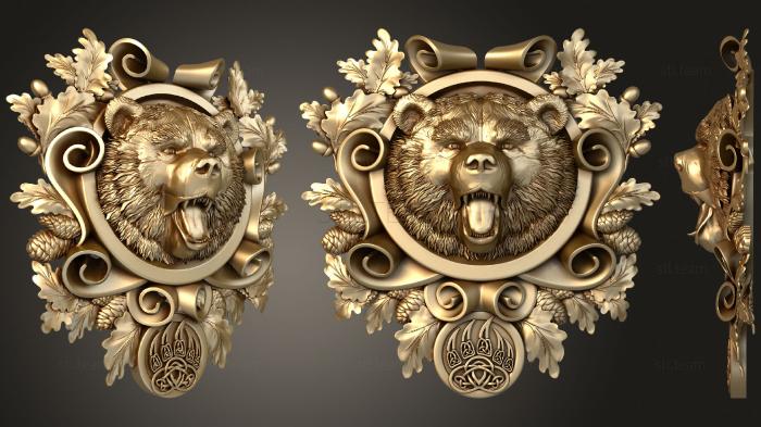 3D модель Голова медведя в обрамлении декоров (STL)