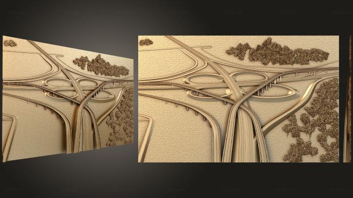 3D model Crossroad panel with roads (STL)
