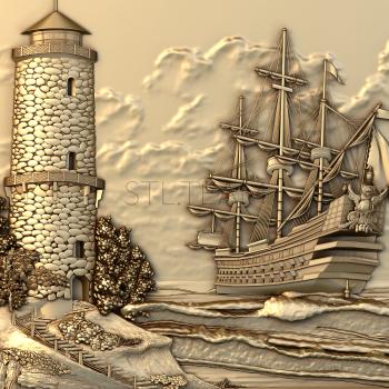 3D model Sea lighthouse ship (STL)