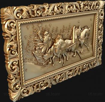 3D model Santa Claus on a troika of horses (STL)