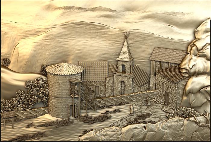 3D модель Деревня в горах (STL)