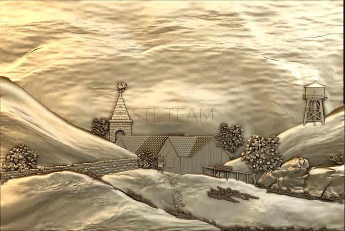 3D модель Деревня в горах-1 (STL)
