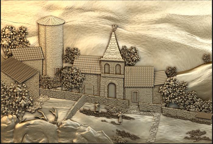 3D модель Деревня в горах-2 (STL)