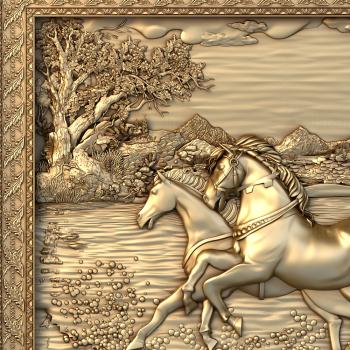 3D model Couple of horses nature (STL)