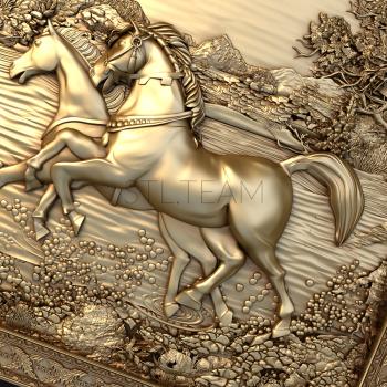 3D model Couple of horses nature (STL)