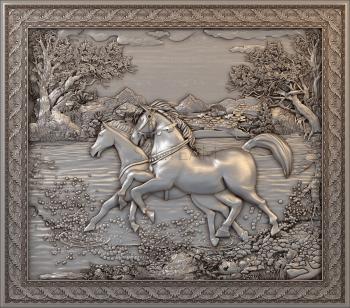 3D model Couple of horses nature (STL)