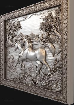 3D model Couple of horses nature (STL)