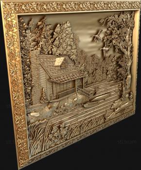 3D модель Пейзаж природа река дом (STL)