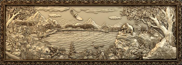 3D model Landscape lake mountains nature (STL)