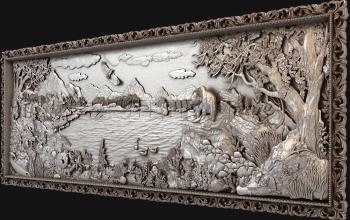 3D модель Пейзаж озеро горы природа (STL)
