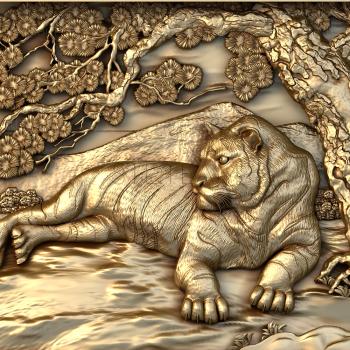 3D модель Тигр под деревом (STL)