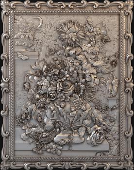 3D model Flowers in a vase frame (STL)