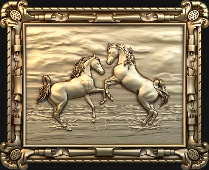 3D model A pair of horses near the water (STL)