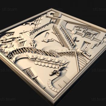 3D model Engraving of the Staircase by M. K. Escher. (STL)