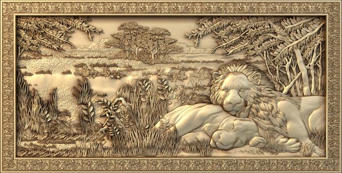 Панно художественные Lion lioness frame -2