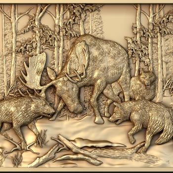 3D model Moose and wolves (STL)