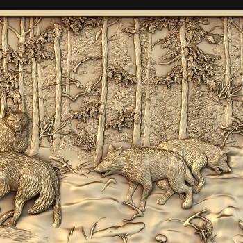 3D модель Лось и волки (STL)