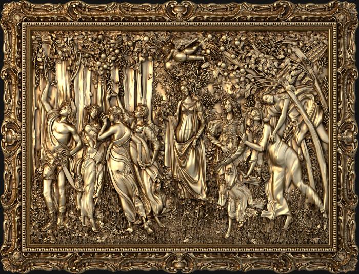 Панно художественные Sandro Botticelli's Spring frame-1