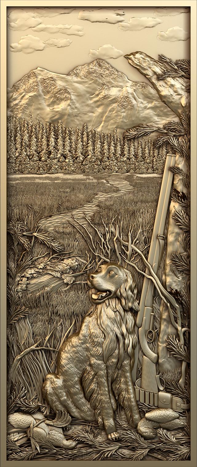 Панно художественные Собака ружье лес