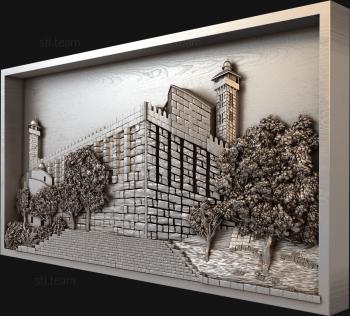 3D model Building with towers (STL)