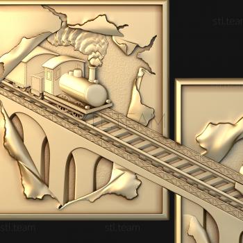 3D model Steam train on the bridge (STL)