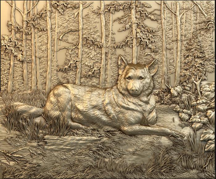 Панно художественные Волк в лесу