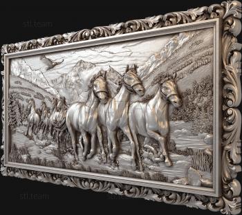 3D model Running herd of horses (STL)