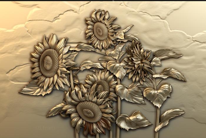 Панно художественные Bouquet with sunflowers