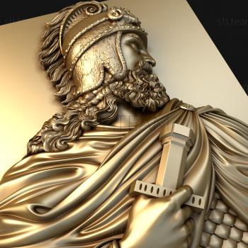 3D model Bust of a warrior in a helmet and cloak (STL)