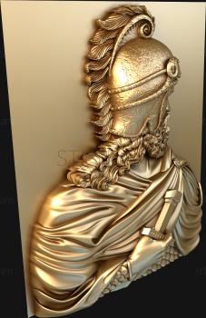 3D model Bust of a warrior in a helmet and cloak (STL)