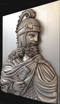 3D model Bust of a warrior in a helmet and cloak (STL)