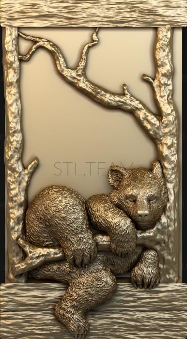 Панно художественные Bear cub on a branch