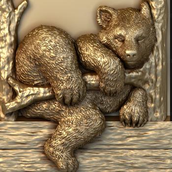 3D модель Медвежонок на ветке (STL)
